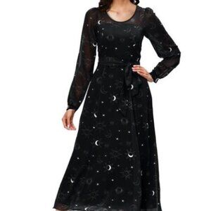 eShakti Illusion Celestial Print Georgette Dress 3X/24W NWOT